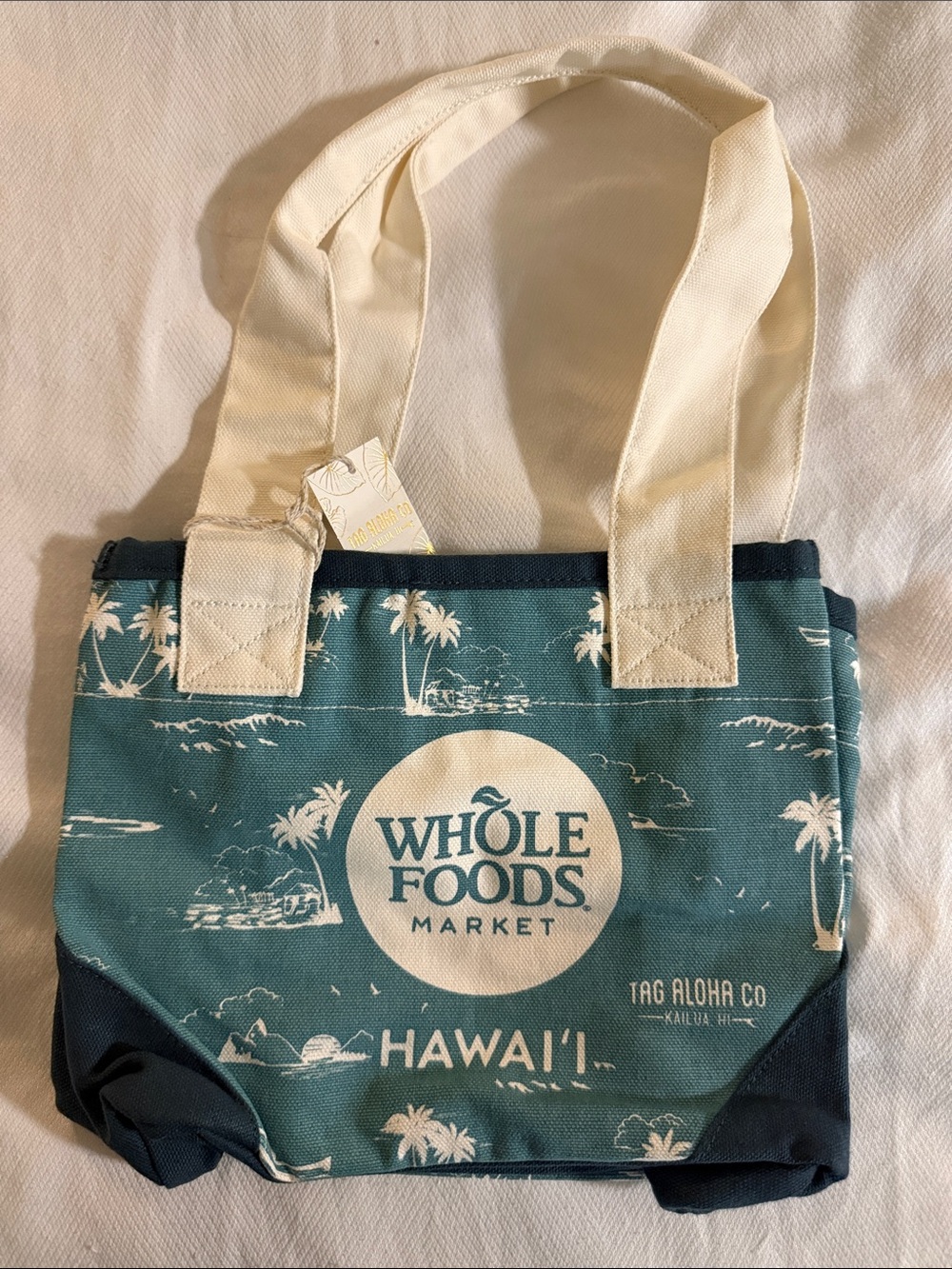 Hawaii Teal Mini Canvas Tote Bag